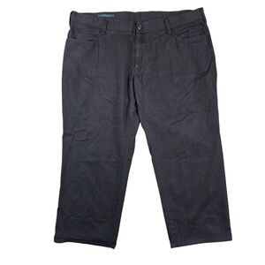 Perry Ellis Black Pants Mens 46x30 Stretch Cotton Trousers Classic Fit